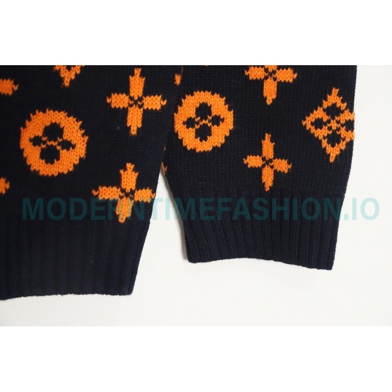  Louis Vuitton - 23ss Printed Black And Orange Cardigan Sweater