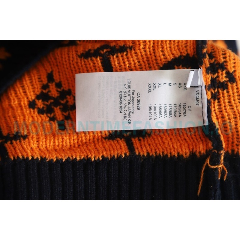  Louis Vuitton - 23ss Printed Black And Orange Cardigan Sweater