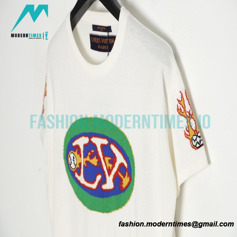 Louis Vuitton - Inlaid Flame Jacquard Knitted Short Sleeve T-shirt