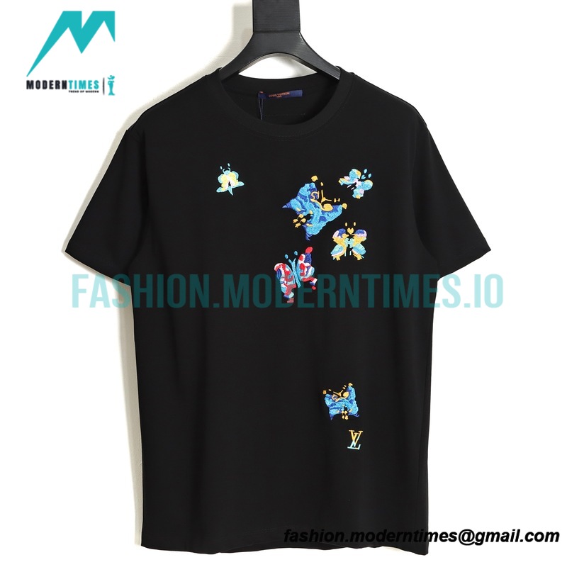 Louis Vuitton - 23ss Butterfly Pattern Embroidered Short Sleeve T-shirt
