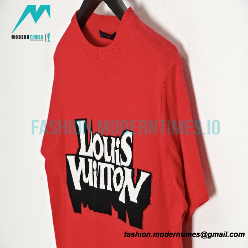 Louis Vuitton - Letter Jacquard Knitted Short Sleeve
