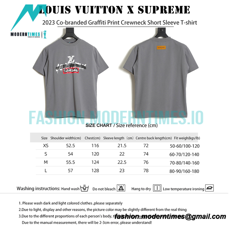 Louis vuitton - Supreme 2023 Co-branded Graffiti Print Crewneck Short Sleeve T-shirt