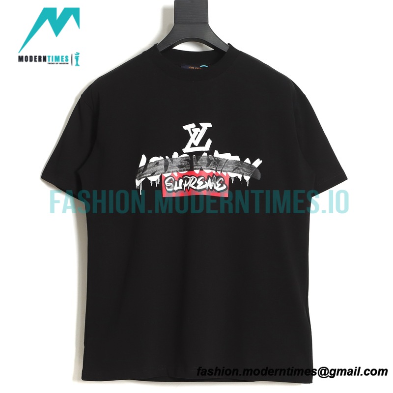 Louis vuitton - Supreme 2023 Co-branded Graffiti Print Crewneck Short Sleeve T-shirt