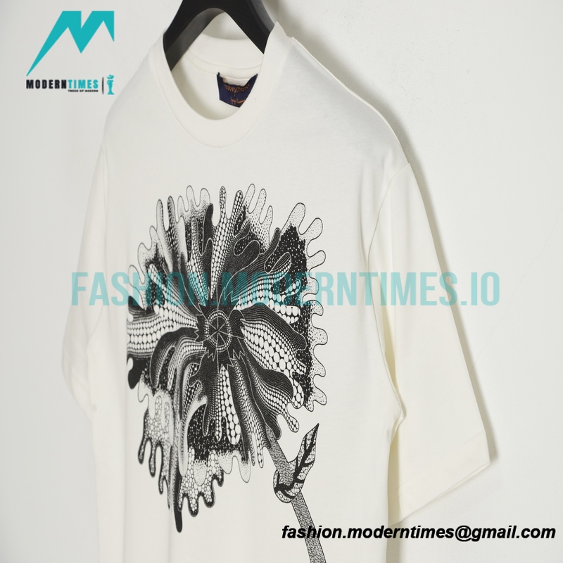 Louis Vuitton - 23SS Black Floral Short-sleeved T-shirt