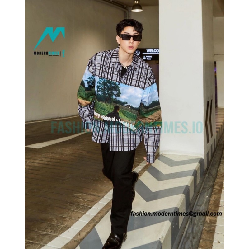 Louis Vuitton - 23FW Landscape Check Long-sleeved Shirt