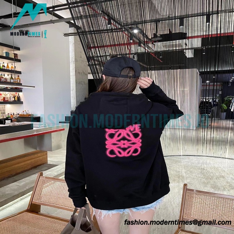 Loewe - 22FW Hand-painted Graffiti Letter-neck Hoodie