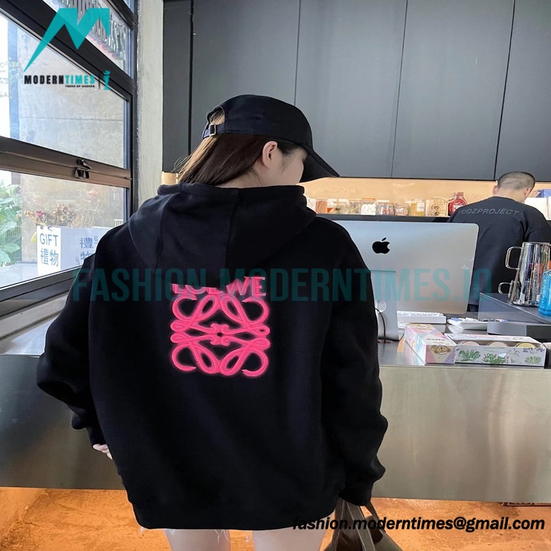 Loewe - 22FW Hand-painted Graffiti Letter-neck Hoodie