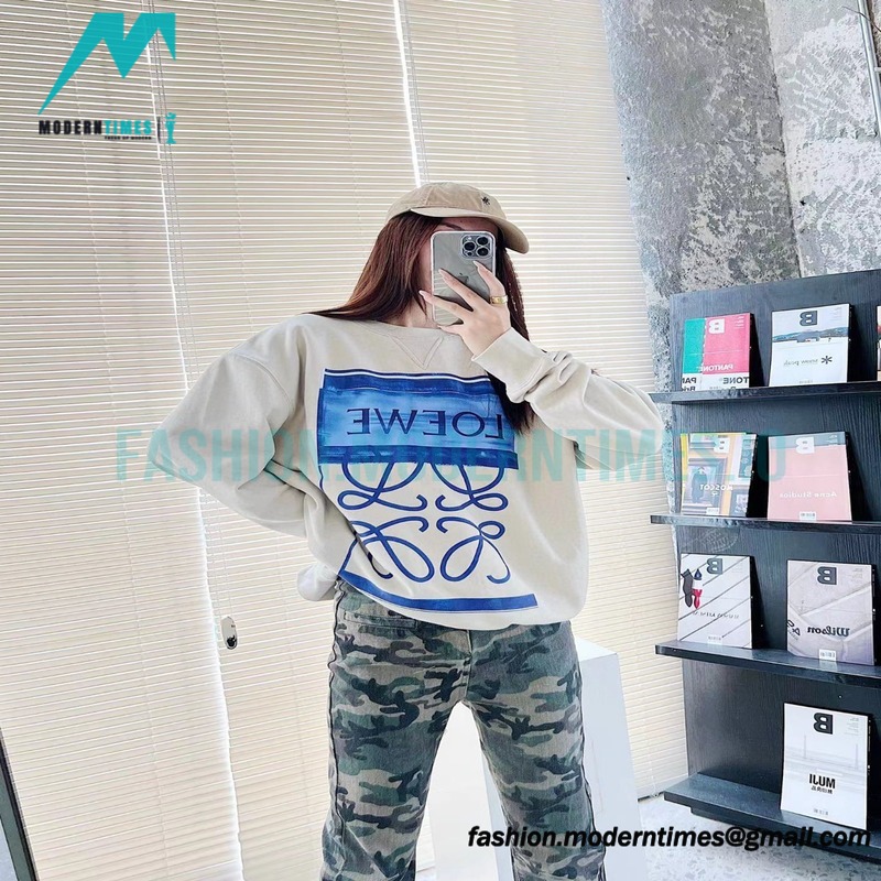 Loewe - 22FW Hand-painted Graffiti Letter-neck Hoodie