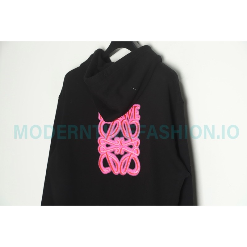 Loewe - 22SS Phosphor Embroidery Black Powder Four-leaf Clover Hoodie