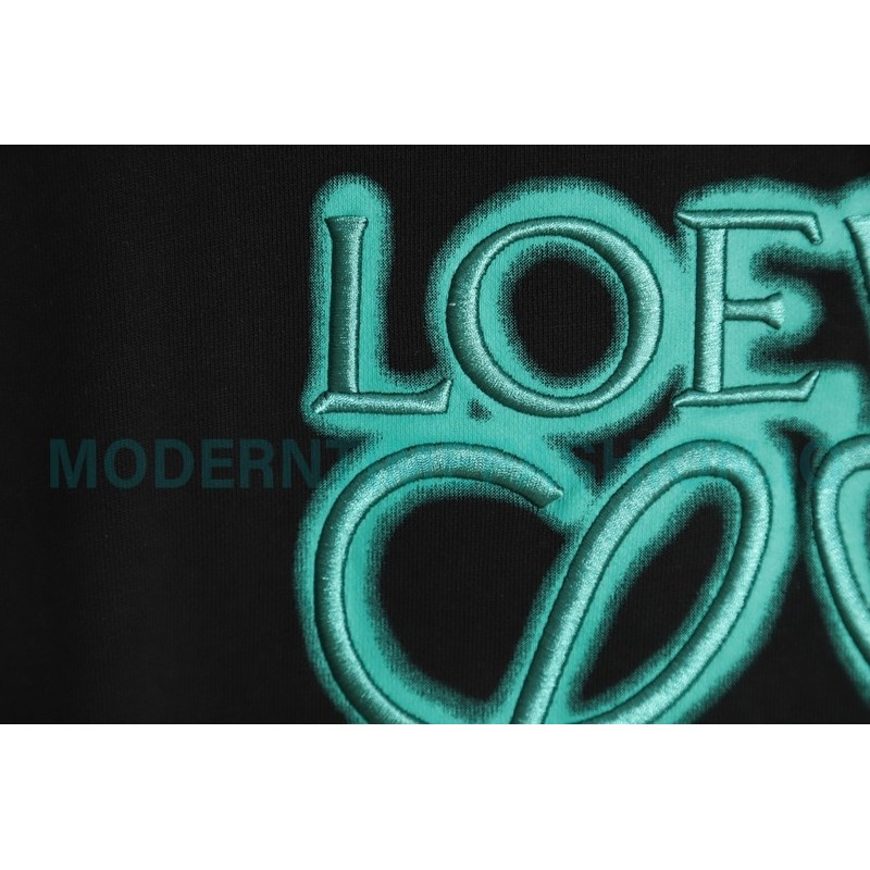 Loewe - Four-leaf Clover Letter Embroidered Round Neck Hoodie
