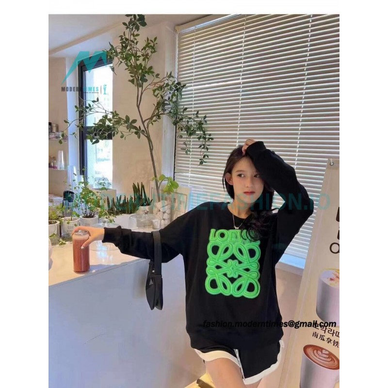 Loewe - Four-leaf Clover Letter Embroidered Round Neck Hoodie