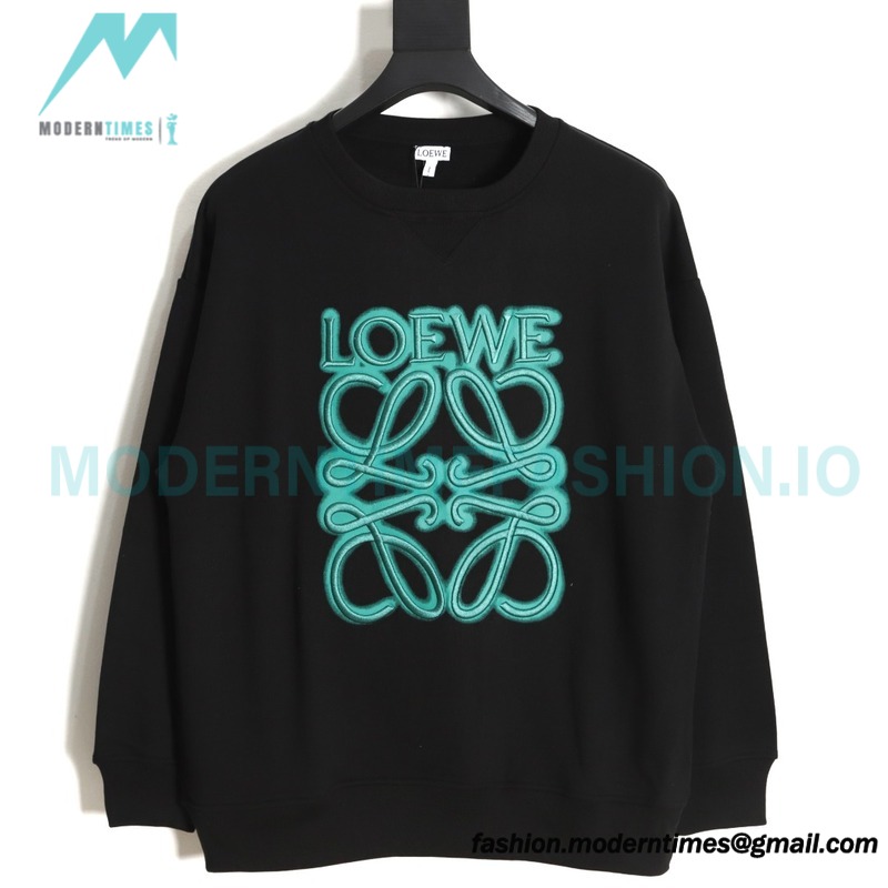 Loewe - Four-leaf Clover Letter Embroidered Round Neck Hoodie