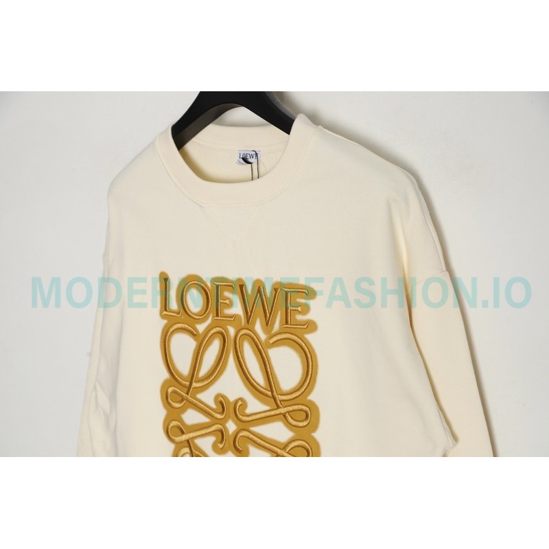 Loewe - Four-leaf Clover Letter Embroidered Round Neck Hoodie