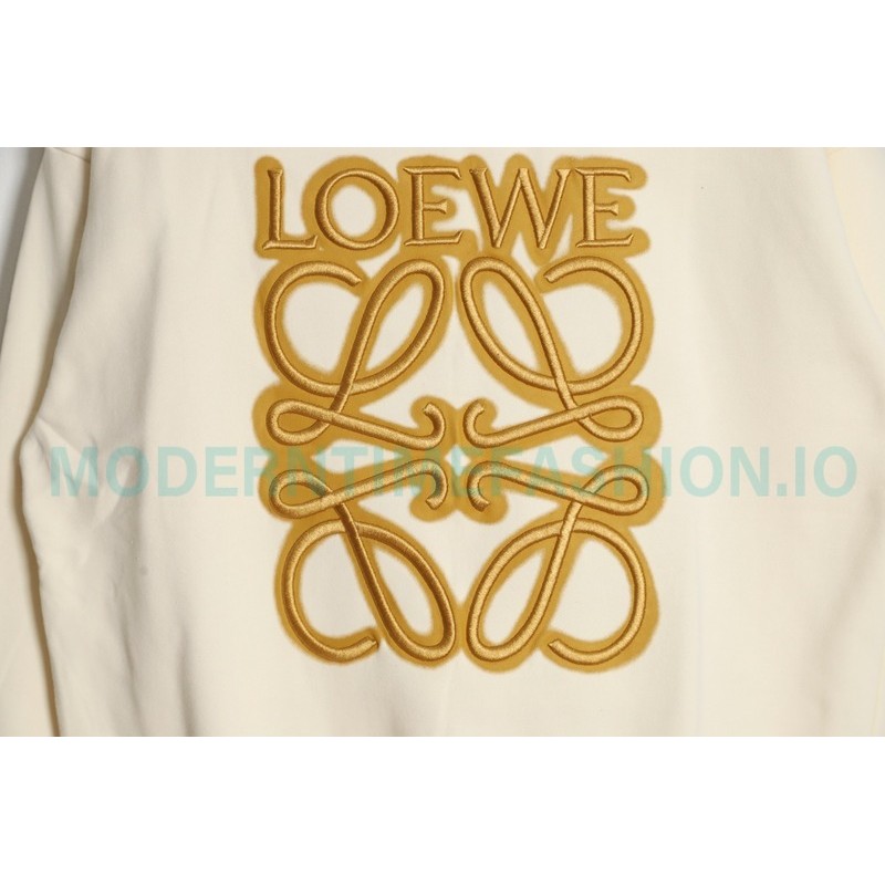 Loewe - Four-leaf Clover Letter Embroidered Round Neck Hoodie