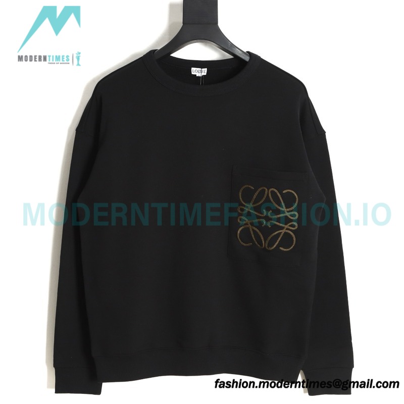 Loewe - 23Fw Pocket Embroidered Crew Neck Hoodie