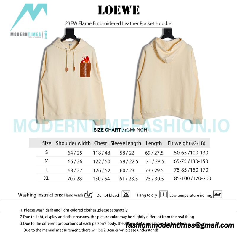 Loewe - 23FW Flame Embroidered Leather Pocket Hoodie