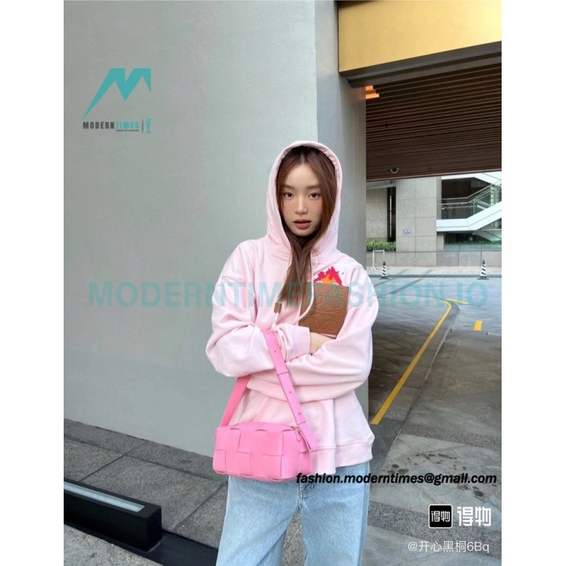 Loewe - 23FW Flame Embroidered Leather Pocket Hoodie