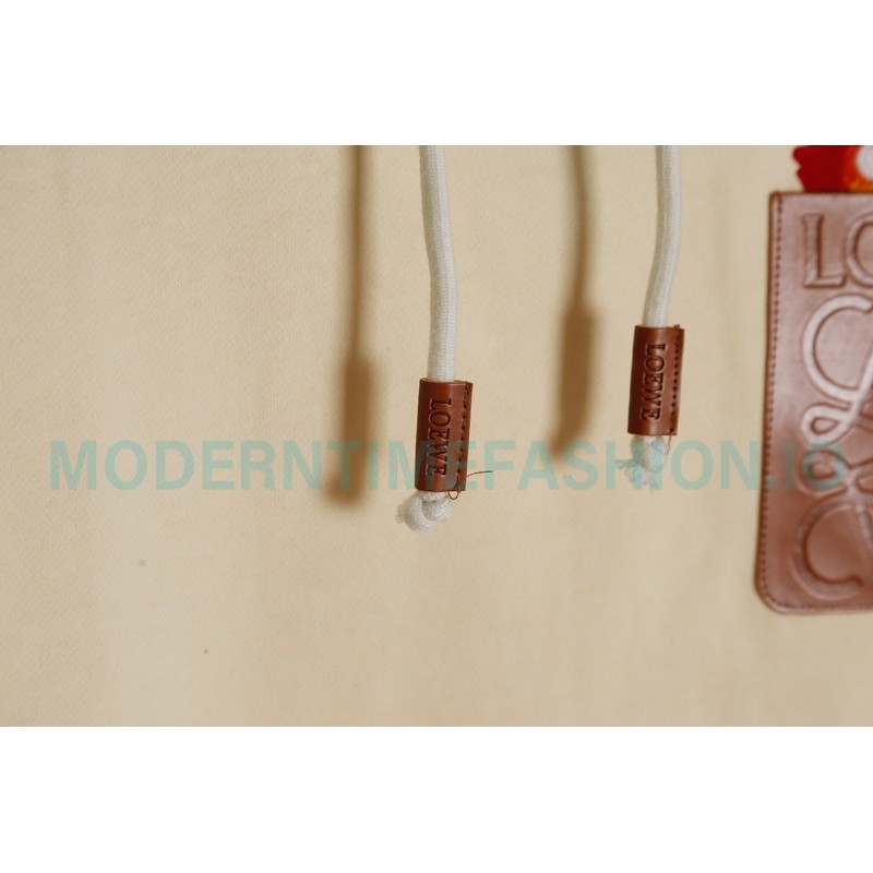 Loewe - 23FW Flame Embroidered Leather Pocket Hoodie