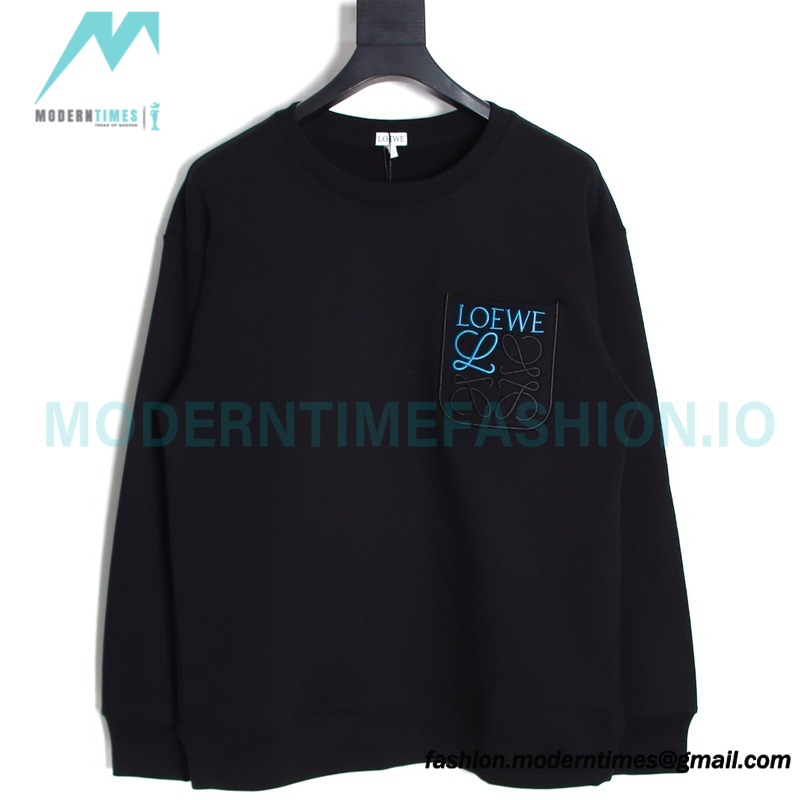 Loewe - Pocket Logo Three-dimensional Color Contrast Embroidered Crewneck Hoodie
