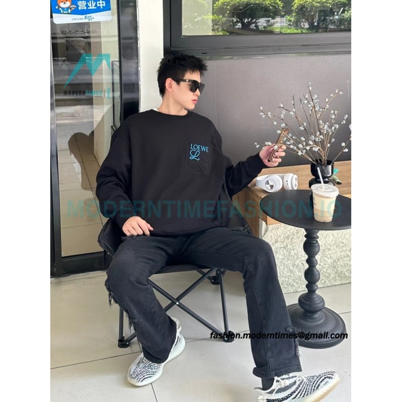 Loewe - Pocket Logo Three-dimensional Color Contrast Embroidered Crewneck Hoodie