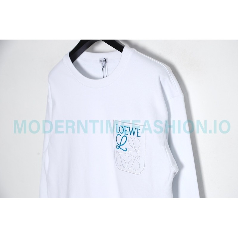 Loewe - Pocket Logo Three-dimensional Color Contrast Embroidered Crewneck Hoodie