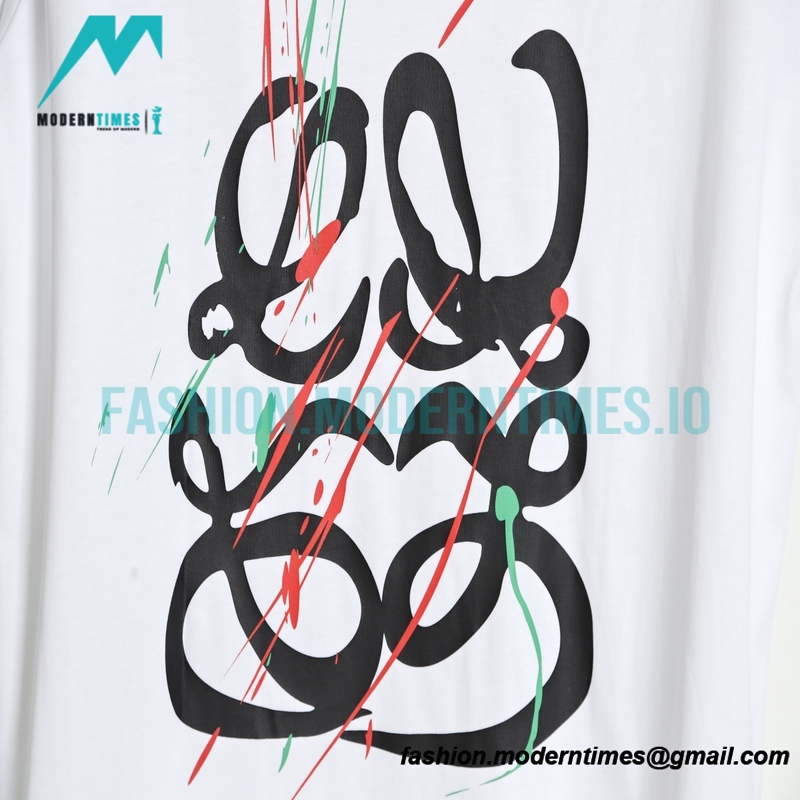 Loewe - 23ss Sketch Logo Splash-ink Printed Short-sleeved T-shirt
