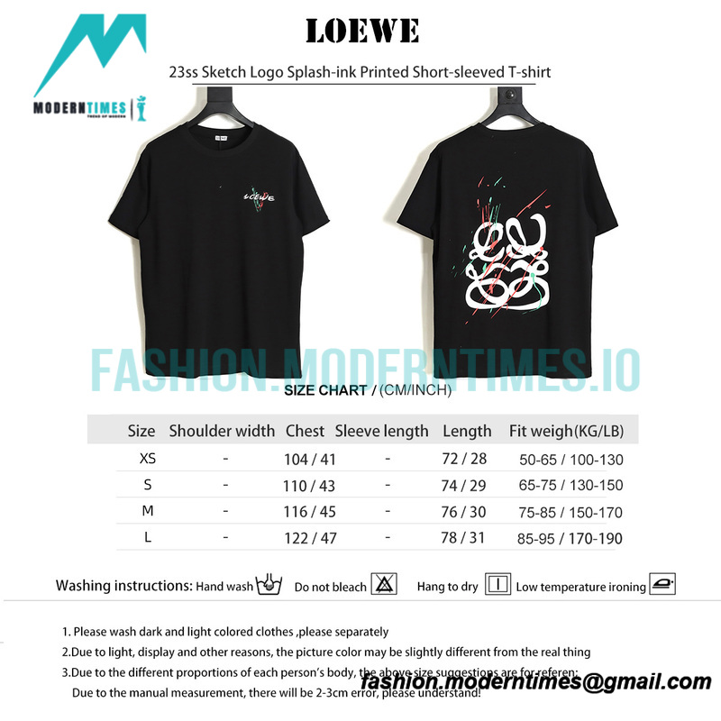 Loewe - 23ss Sketch Logo Splash-ink Printed Short-sleeved T-shirt