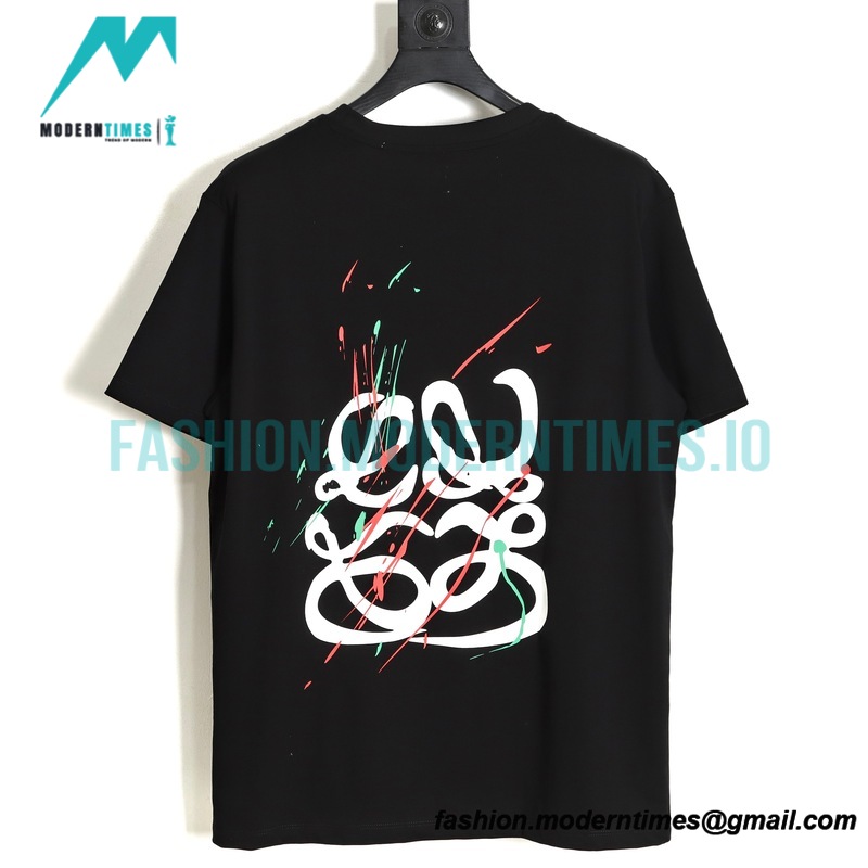 Loewe - 23ss Sketch Logo Splash-ink Printed Short-sleeved T-shirt