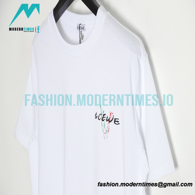 Loewe - 23ss Sketch Logo Splash-ink Printed Short-sleeved T-shirt