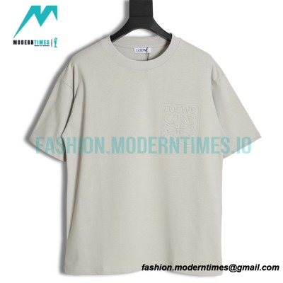 Loewe - 23ss Embossed Logo Light Grey Short-sleeved T-shirt