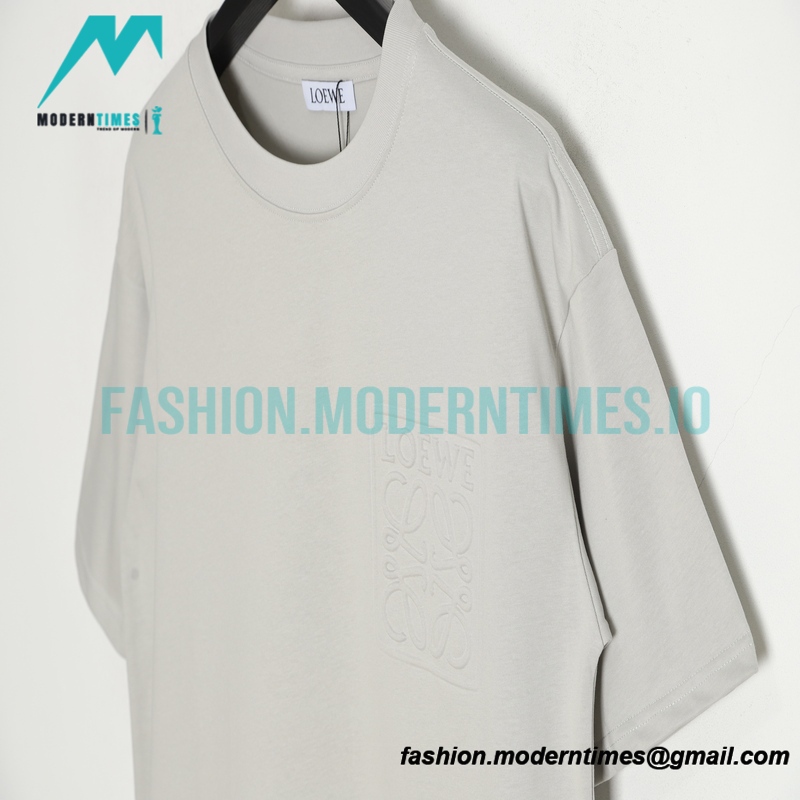 Loewe - 23ss Embossed Logo Light Grey Short-sleeved T-shirt