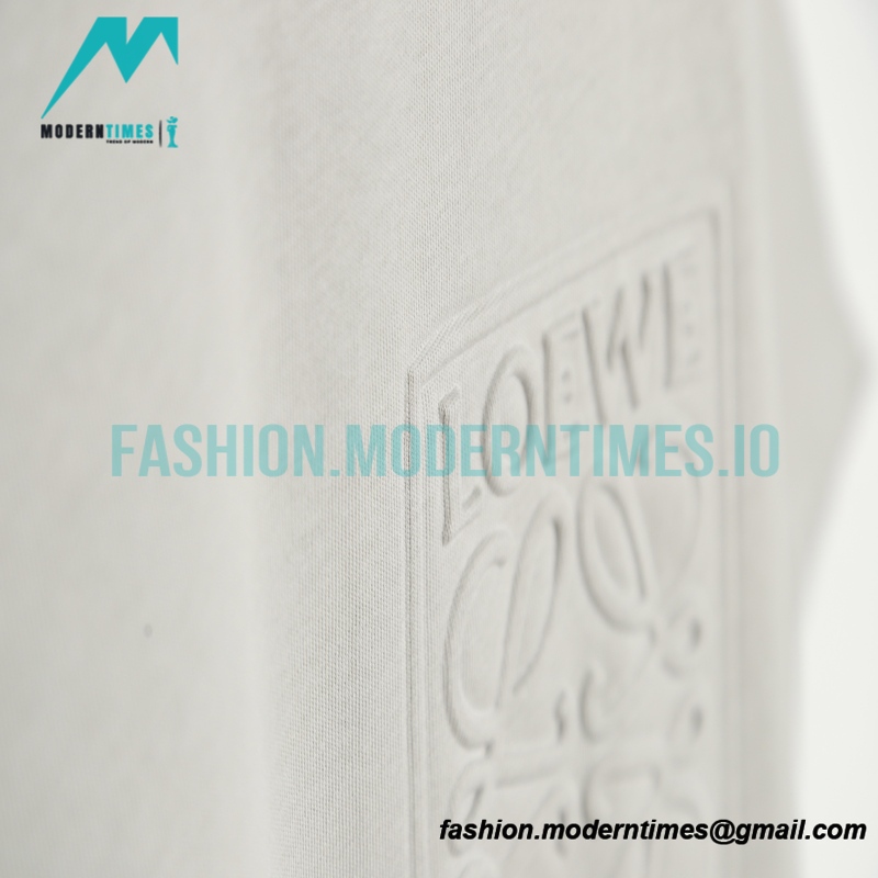Loewe - 23ss Embossed Logo Light Grey Short-sleeved T-shirt