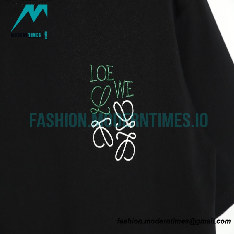 Loewe - 23ss Simple Color Contrast Logo Embroidery Short-sleeved T-shirt