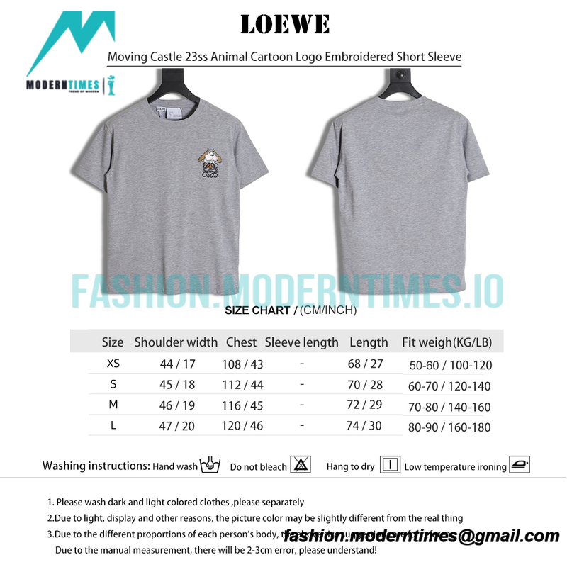  Loewe - Moving Castle 23ss Animal Cartoon Logo Embroidered Short Sleeve