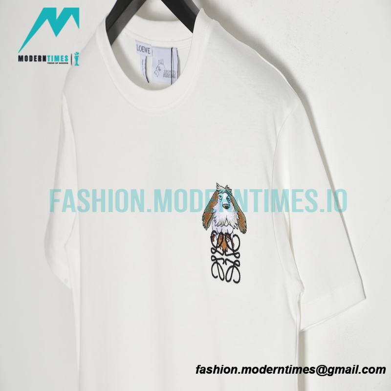 Loewe - Moving Castle 23ss Animal Cartoon Logo Embroidered Short Sleeve