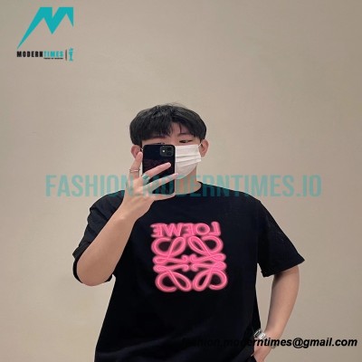 Loewe - 22SS Fluorescent Black Four-leaf Clover Short-sleeved T-shirt