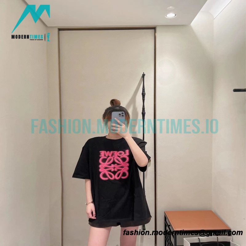 Loewe - 22SS Fluorescent Black Four-leaf Clover Short-sleeved T-shirt