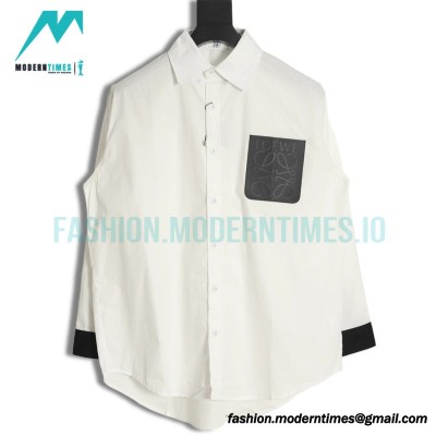 Loewe - Leather Label Pocket Embroidered Shirt With Long Sleeves
