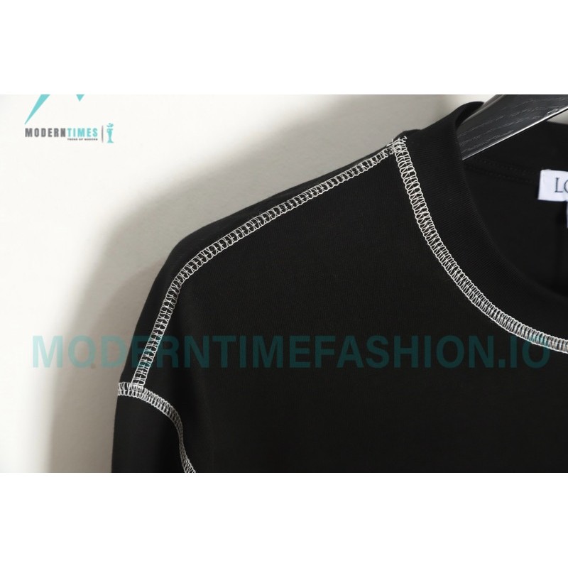 Loewe - 23FW Bright Thread Color Contrast Four-leaf Clover Embroidery Long Sleeve T-shirt