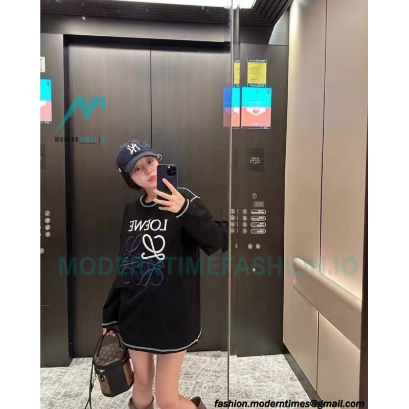 Loewe - 23FW Bright Thread Color Contrast Four-leaf Clover Embroidery Long Sleeve T-shirt