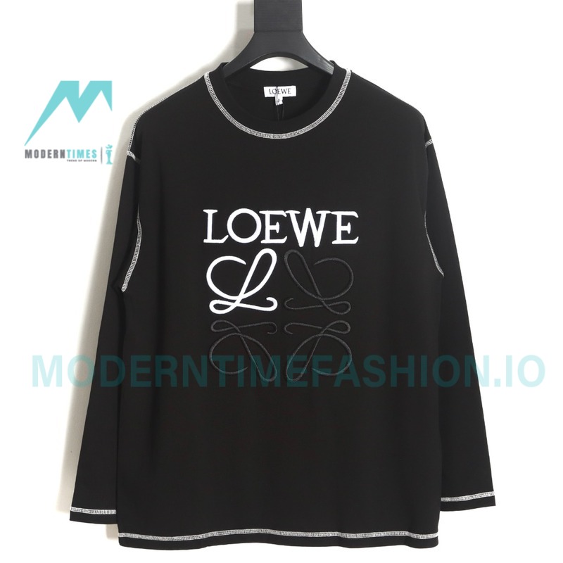 Loewe - 23FW Bright Thread Color Contrast Four-leaf Clover Embroidery Long Sleeve T-shirt