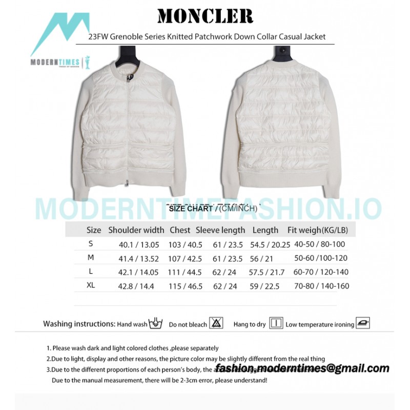 Moncler - 23FW Grenoble Series Knitted Patchwork Down Collar Casual Jacket