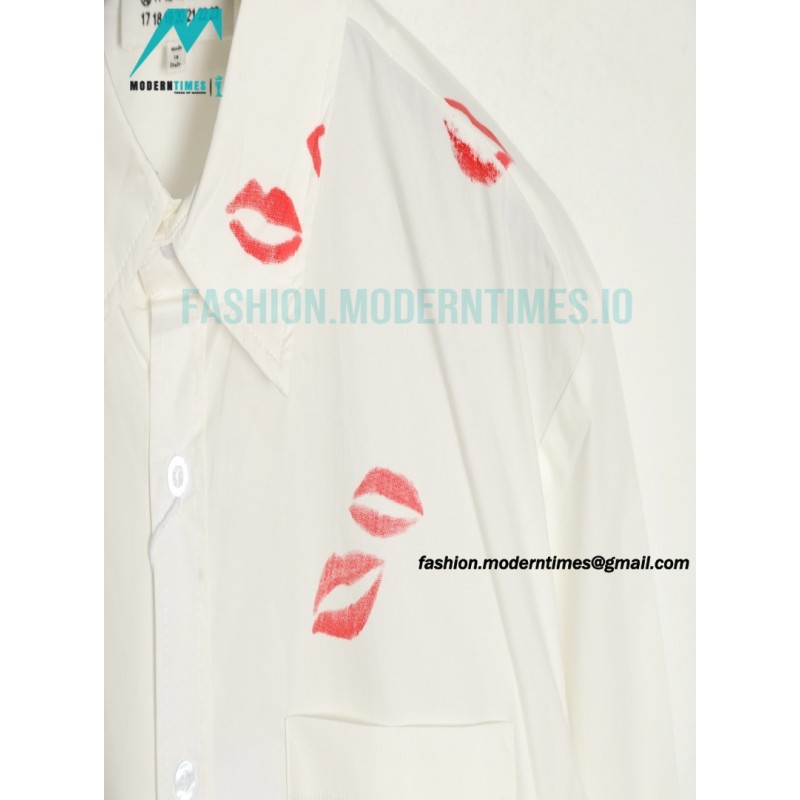 Maison Margiela -  Collar Lip Print Shirt