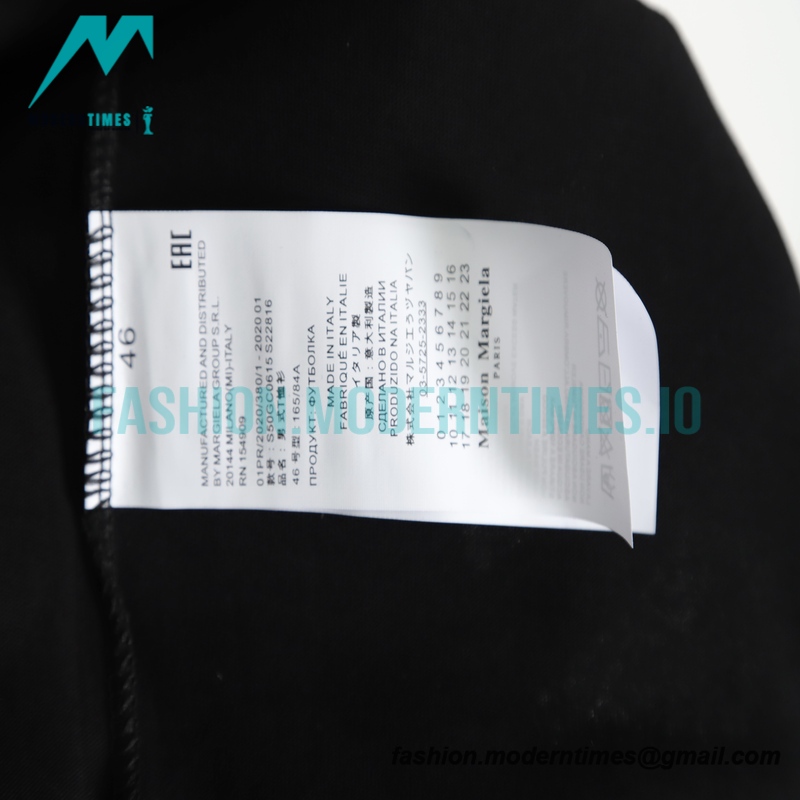 Maison Margiela - Black And White Reversed Letters Embroidered Short Sleeves