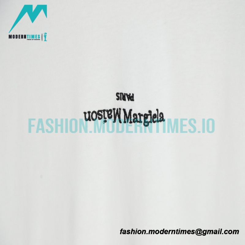 Maison Margiela - Black And White Reversed Letters Embroidered Short Sleeves