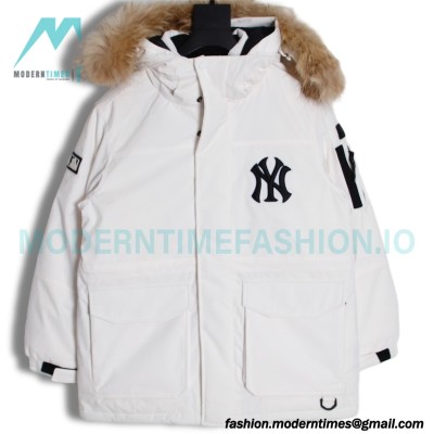 MLB - Chest Embroidered Logo Fur Collar Hooded Down Jacket
