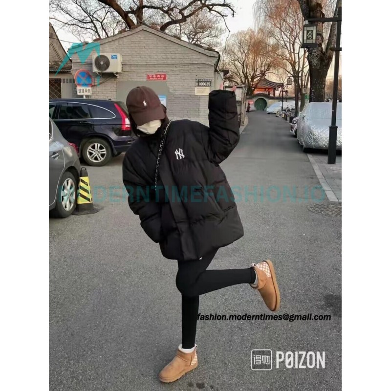 MLB - Button Label Embroidered Short Thickened Down Jacket