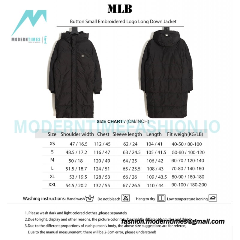 MLB - Button Small Embroidered Logo Long Down Jacket