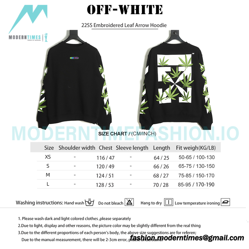 Off White - 22SS Embroidered Leaf Arrow Hoodie