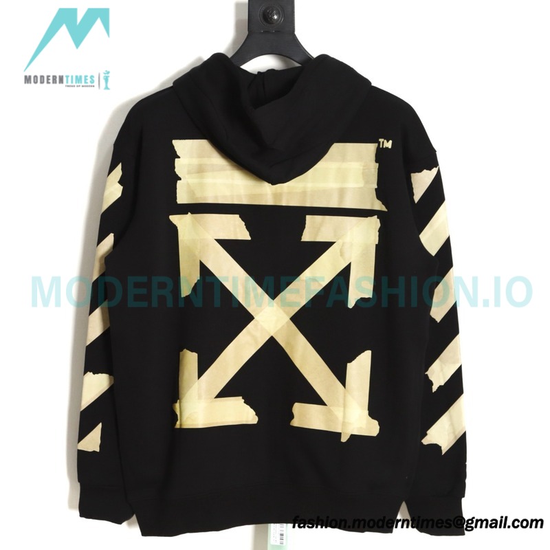Off-White - Yellow Tape Zip-up Hoodie
